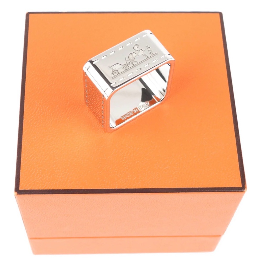 Silver Rectangular Stamped Wide Band Ring - Women Accessories